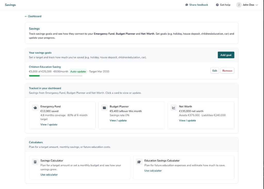 Savings tools and practical action preview